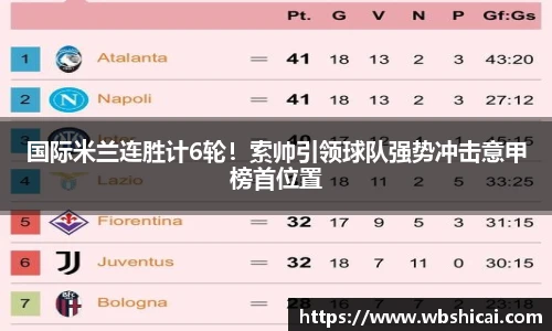 国际米兰连胜计6轮！索帅引领球队强势冲击意甲榜首位置